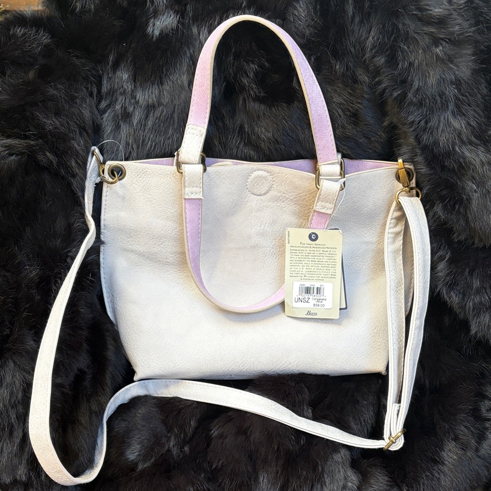 Bass  Leather White & pale pink Crossbody Reversible Purse